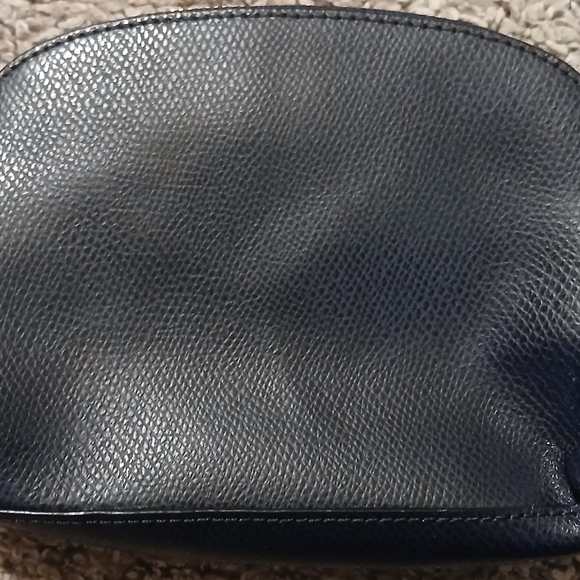 Coach Navy Pebbled Leather Bow Cosmetic Bag Pouch Clutch - Picture 8 of 9